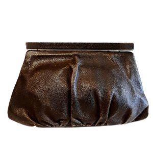 1930s Vintage Brown Real Leather Clutch Handbag Pocketbook With A Hand Strap